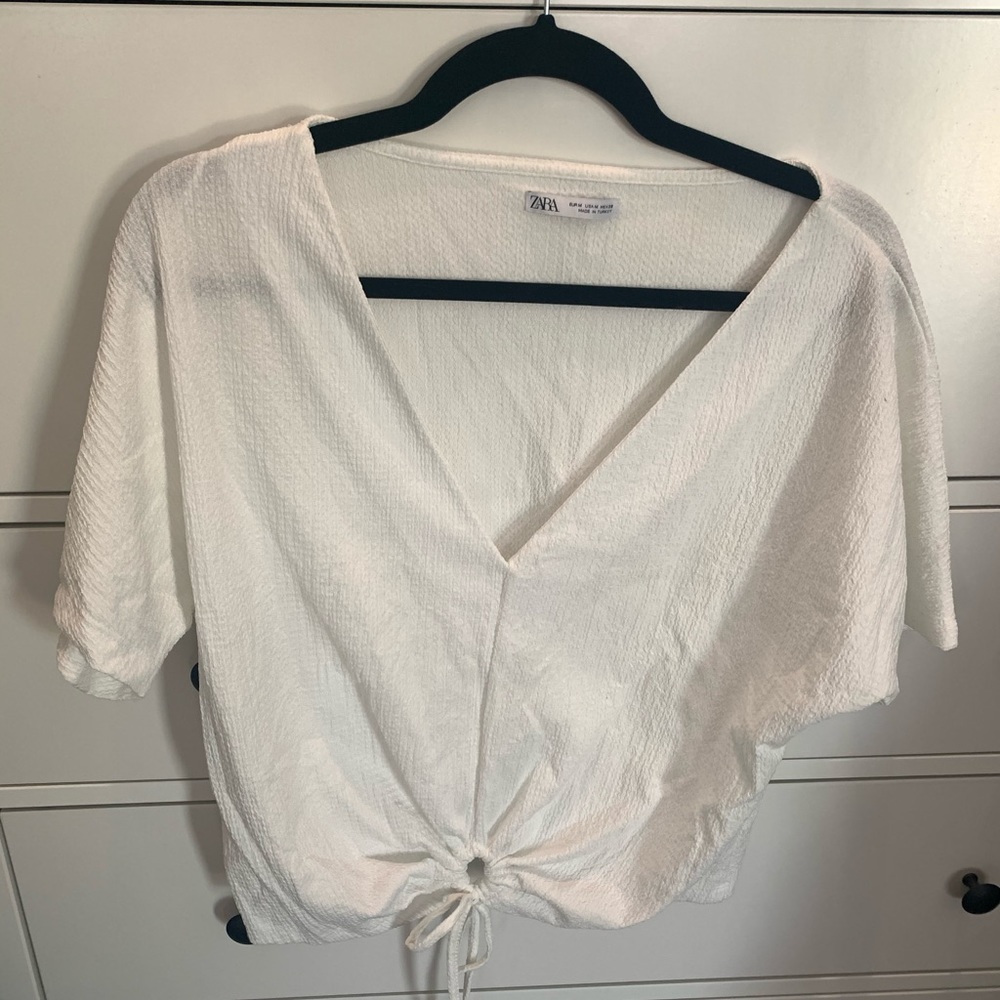 Zara Cropped tie tee